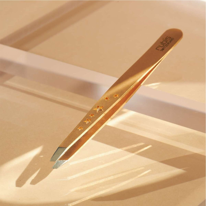 Pince Classique Six Stars Gold Pince à Épiler Professionnelle pour les Sourcils