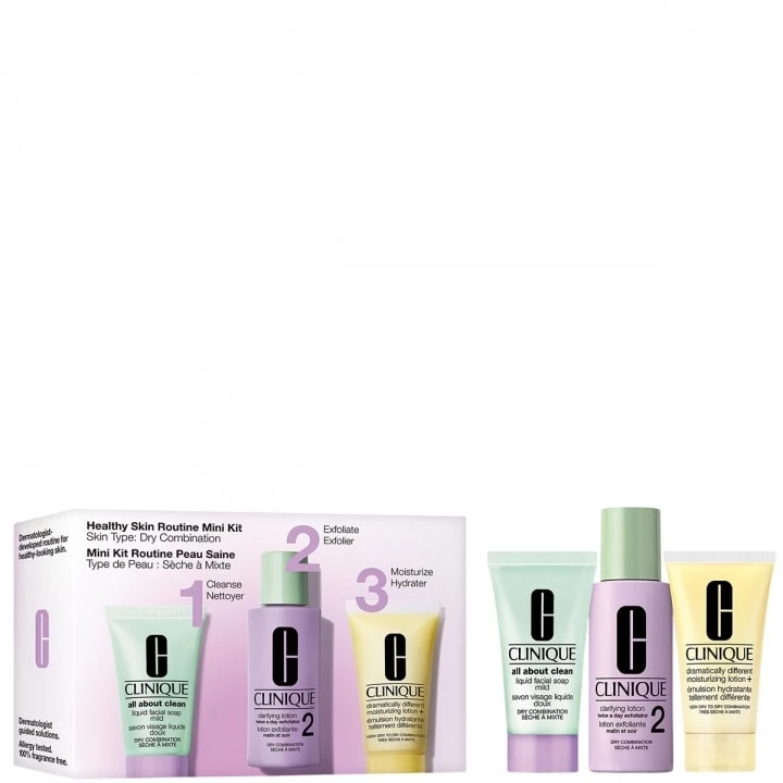 Basic 3 Temps™ Kit Peau Saine  Coffret Soin Visage - Peaux Sèches à Mixtes - CLINIQUE - Incenza