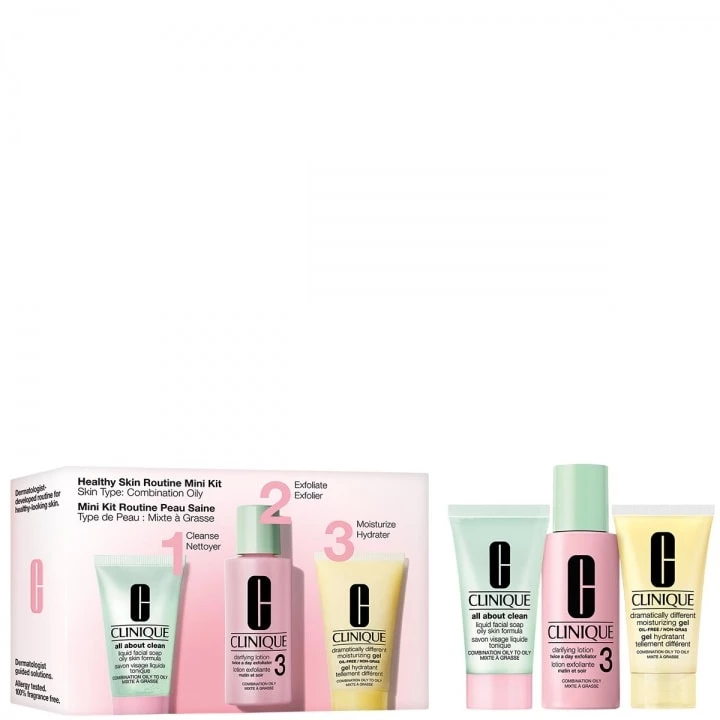 Basic 3 Temps™ Kit Peau Saine Coffret Soin Visage - Peaux Mixtes à Grasses - CLINIQUE - Incenza