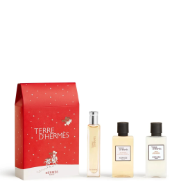Hermès Coffret Terre d'Hermès, pochette avec vaporisateur 15 ml, gel douche 40 ml et baume après-rasage 40 ml