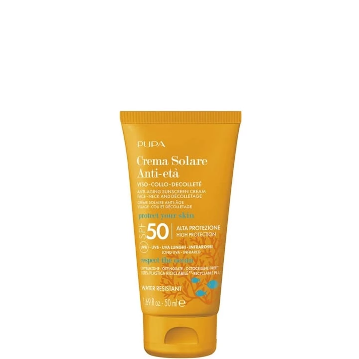 Crème Solaire Anti-Âge SPF 50 Visage, Cou & Décolleté Haute Protection UVA - UVB - Infrarouges - Pupa - Incenza