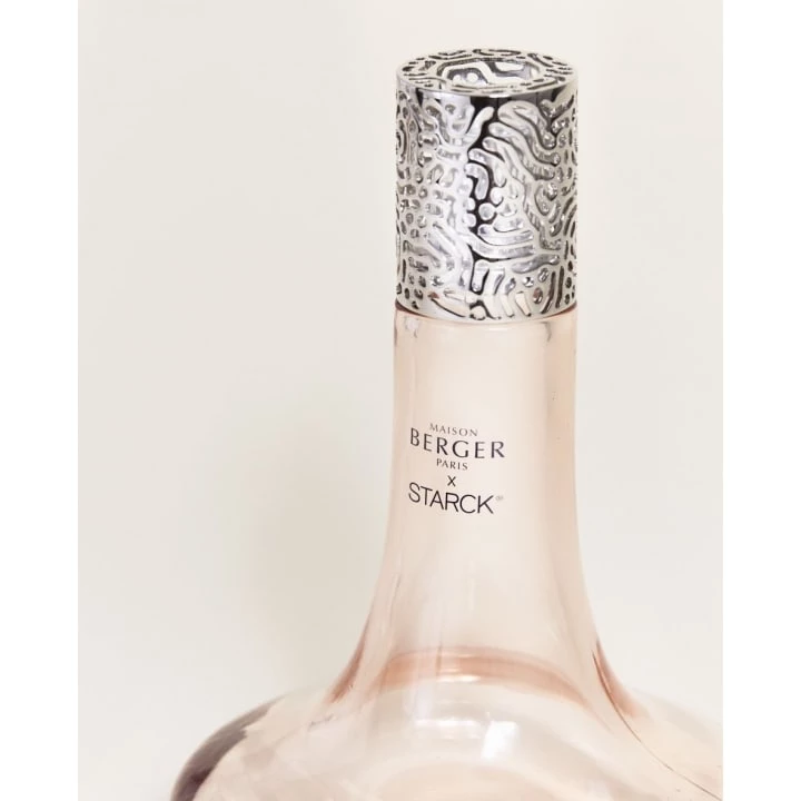 Lampe berger vintage rose en verre tourbillonnant avec mèche