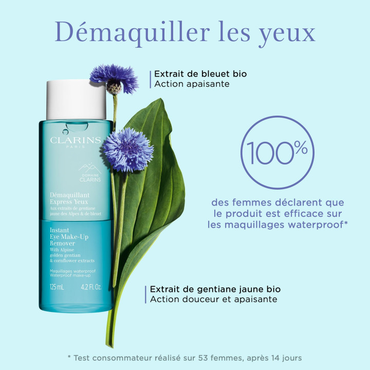 Démaquillant Express Yeux Sensibles - Aux Extraits de Gentiane Jaune des Alpes & de Bleuet
