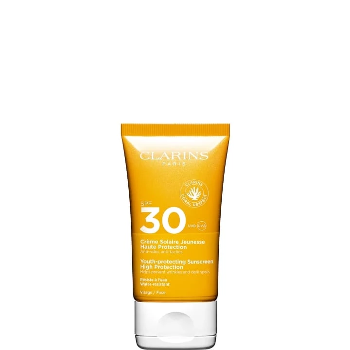 Crème Solaire Jeunesse Haute Protection Visage SPF30 Anti-Rides, Anti-Tâches - CLARINS - Incenza