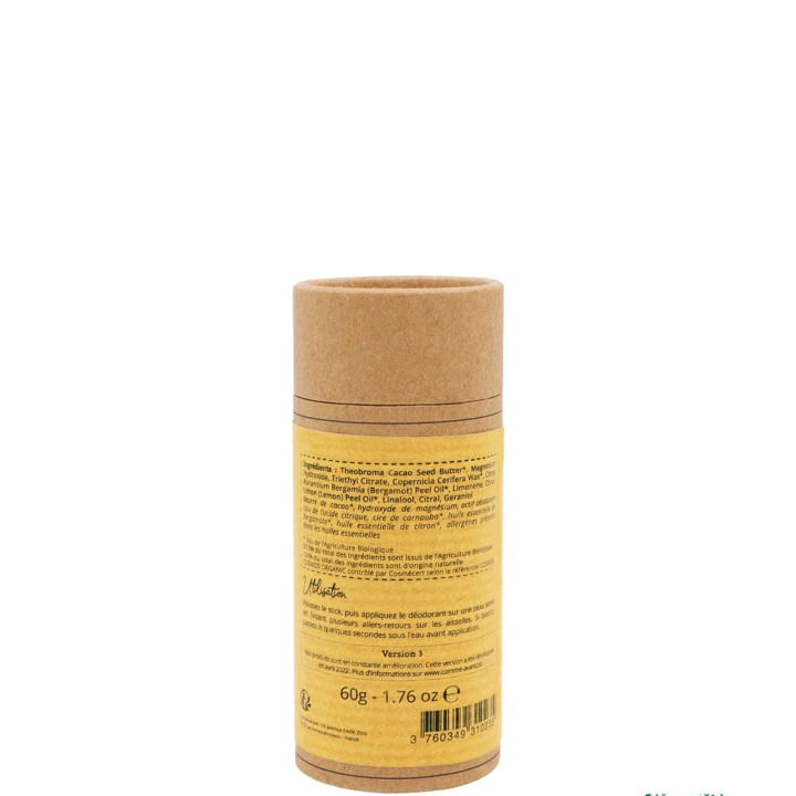 Déodorant Solide Au Beurre de Cacao Citron & Bergamote