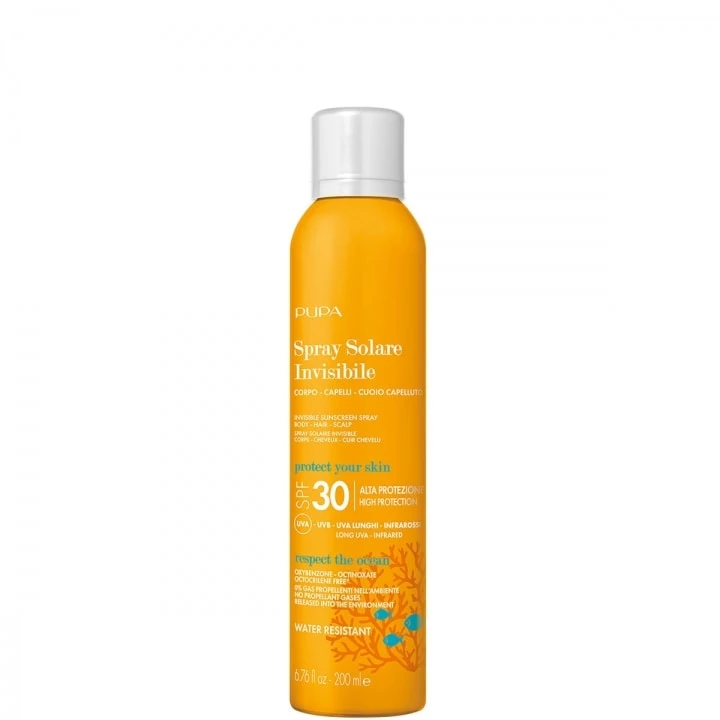 Spray Solaire Invisible SPF 30 Corps, Cheveux & Cuir Chevelu Haute Protection UVA - UVB - Infrarouges - Pupa - Incenza
