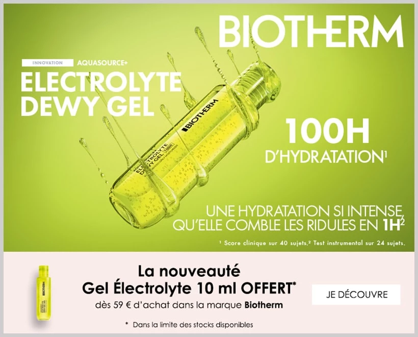 Votre Cadeau : Un Gel Électrolyte 10 ml BIOTHERM - incenza